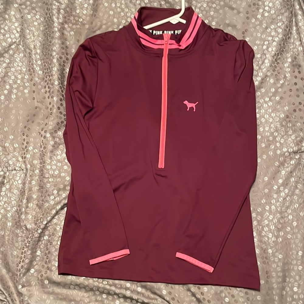 Pink ultimate long sleeve pullover half zip size large like new